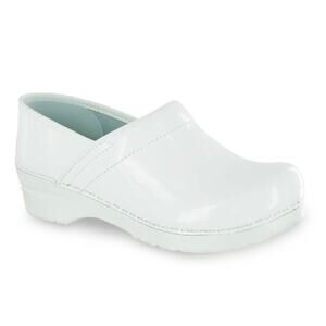 Sanita Professional Patent Leather Clogs White Slip-On Nursing Shoes EU 36 US 5